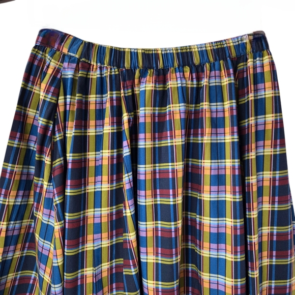Maeve Anthropologie Jacie Multicolor Plaid Cotton A-Line Midi Skirt Pockets - Picture 6 of 13
